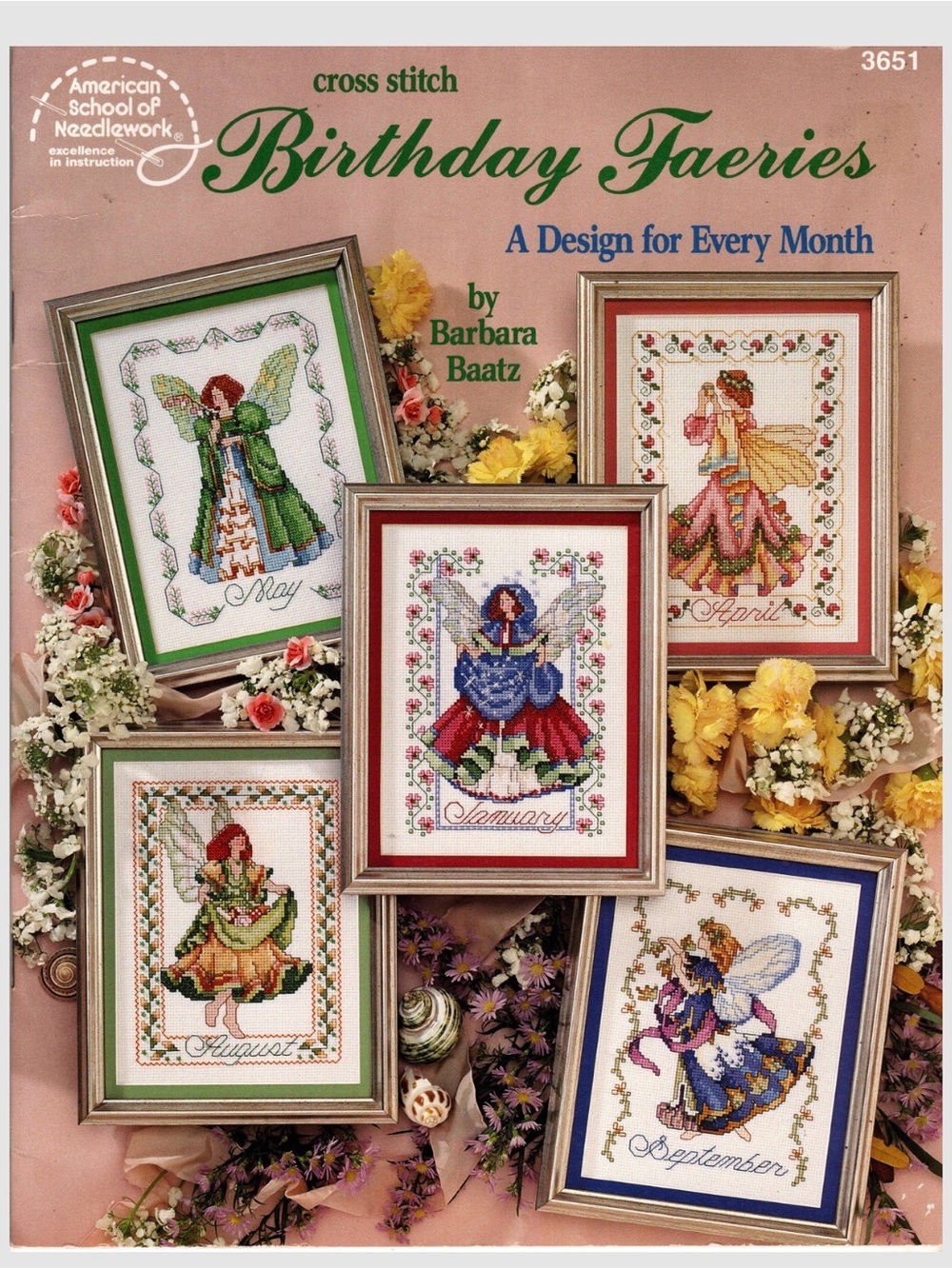 Vintage Cross Stitch Birthday Faeries Pattern Booklet- Like New